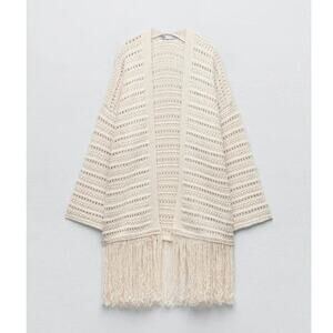 ZARA Fringed Textured Knit Jacket - S-M